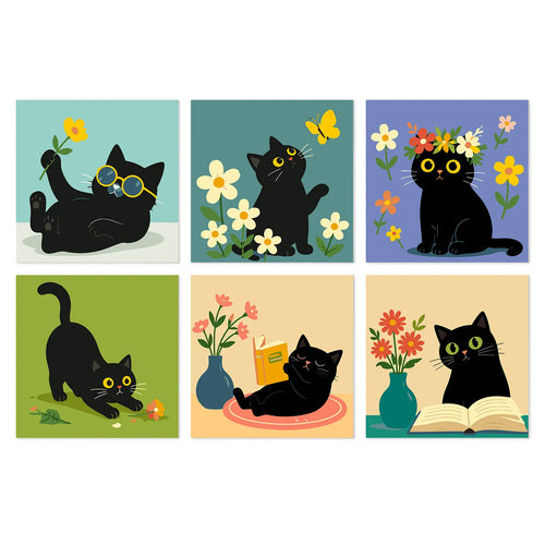 Black Cat Moments mini paint by numbers kit cover
