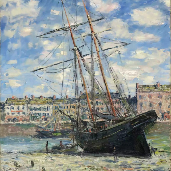 Boat Lying at Low Tide (1881) - 16"x20" (40x50cm)-Canvas by Numbers US