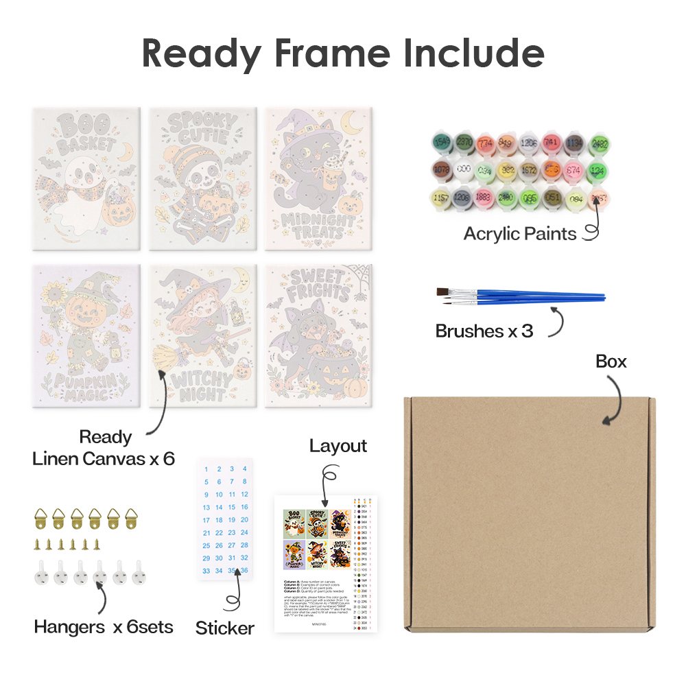 What's included with the Boo Basket Sayings pre-stretched frame option