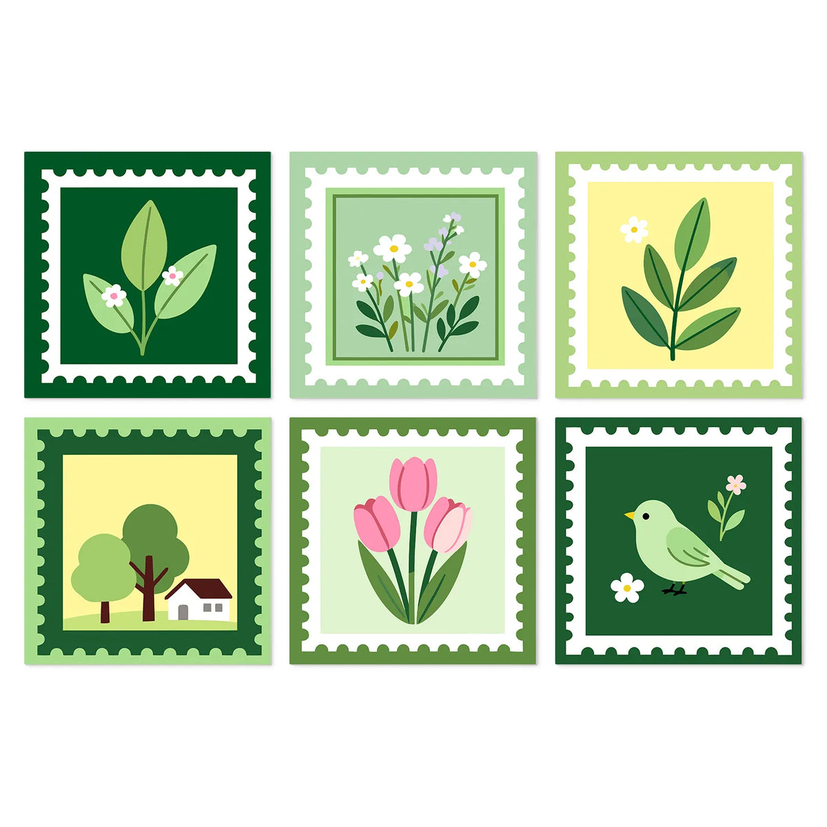 Botanical Postage Stamps mini paint by numbers kit cover