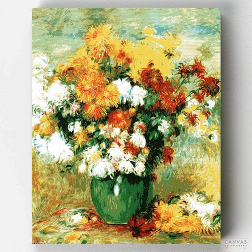 Bouquet of Chrysanthemums. Renoir's bouquet is a beautiful paint by numbers full of life a colors. Made with best materials & all Canvas by Numbers guarantees.