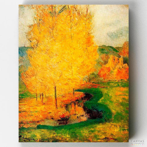 By the Stream, Autumn. Enjoy this Gauguin's paint by numbers with melancholic colors and stunning detail. Shop quality kits rated Excellent in Trustpilot at CBN.