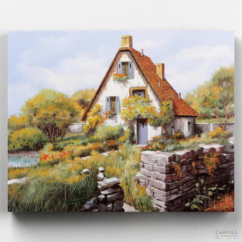 Cabin. A charming Mediterranean cabin paint by numbers kit by Italian artist Guido Borelli. Crafted with detail and expertise. Get yours today!