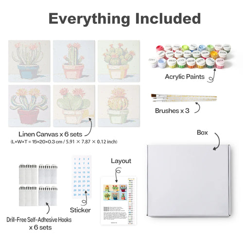 Cactus Pots mini paint by numbers design 2