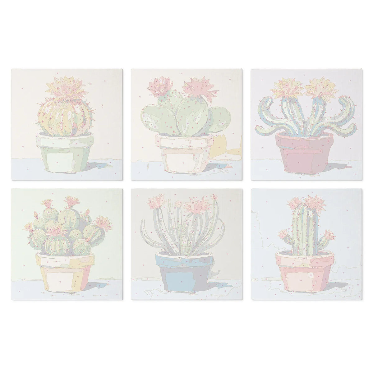 Cactus Pots mini paint by numbers design 3