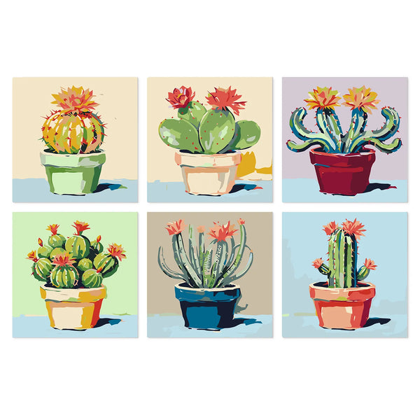 Cactus Pots mini paint by numbers kit cover