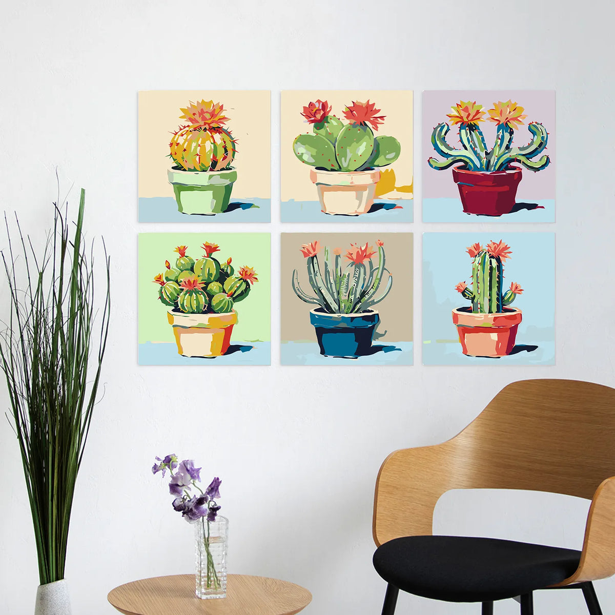 Cactus Pots mini paint by numbers set mockup