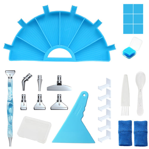Half round diamond painting tray, Blue, Deluxe Kit