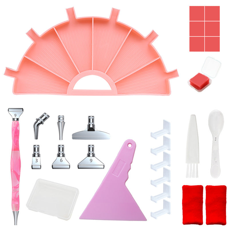 Half round diamond painting tray, Pink, Deluxe Kit