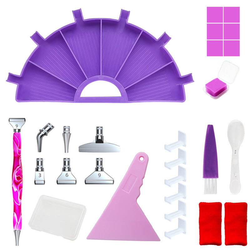 Half round diamond painting tray, Purple, Deluxe Kit