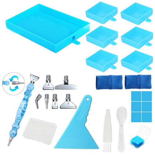 Rectangular diamond painting tray, Blue, Deluxe Kit