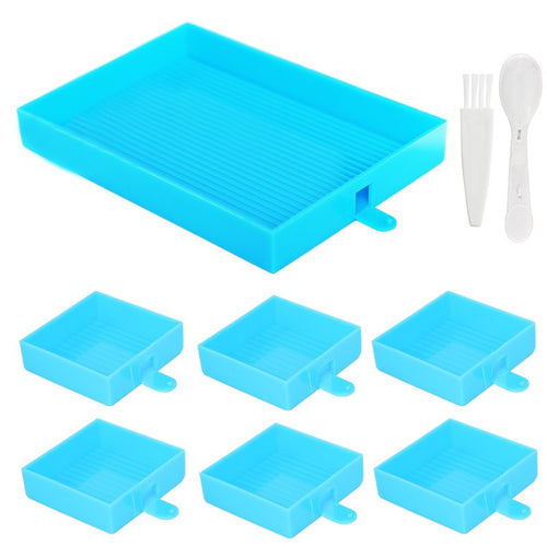 Rectangular diamond painting tray, Blue, Tray Set