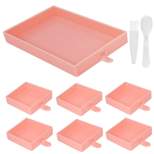Rectangular diamond painting tray, Pink, Tray Set