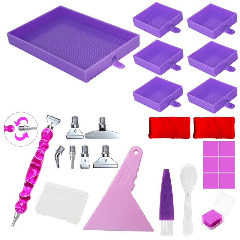 Rectangular diamond painting tray, Purple, Deluxe Kit