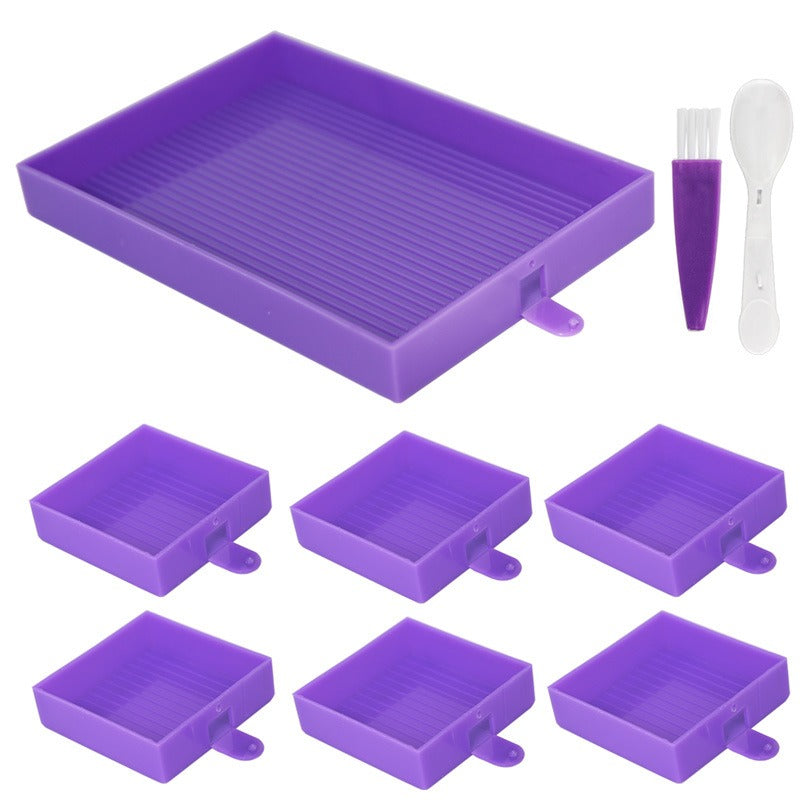 Rectangular diamond painting tray, Purple, Tray Set