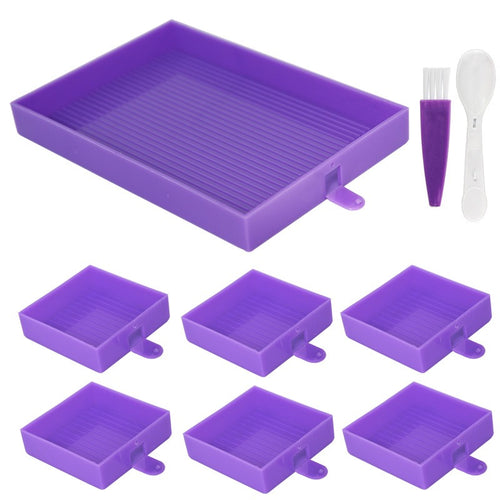 Rectangular diamond painting tray, Purple, Tray Set