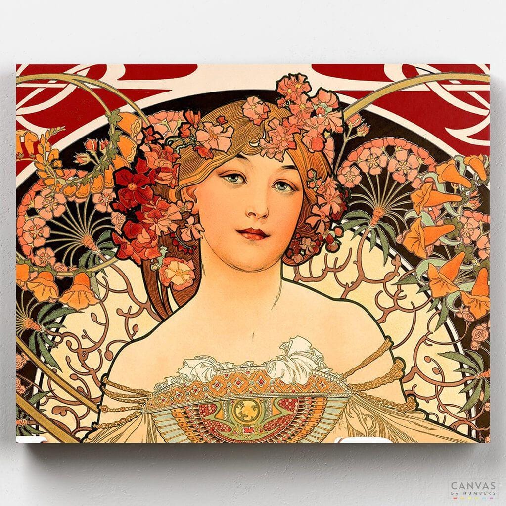 Champenois, Detail - Paint by Numbers-The Champenois paint by numbers by Mucha equals satisfaction, fun & reward. Watch it come to life while you ask yourself why you didn't get it earlier!-Canvas by Numbers
