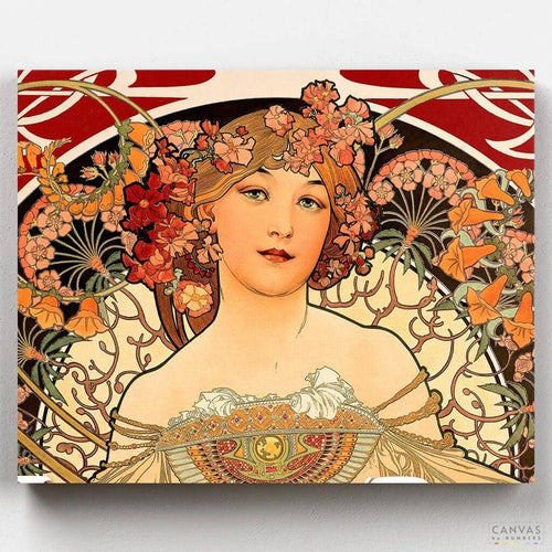 Champenois, Detail. The Champenois paint by numbers by Mucha equals satisfaction, fun & reward. Watch it come to life while you ask yourself why you didn't get it earlier!