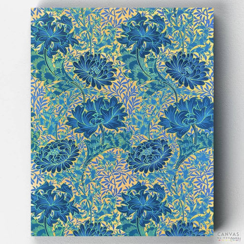 Chrysanthemum. An intricate tapestry by William Morris turned into paint by numbers. This painting kit has great detail and will keep your busy for days!