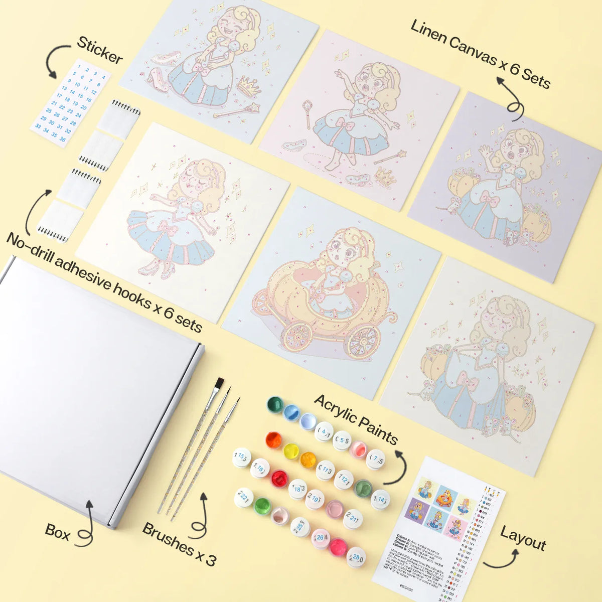 Cinderella Princess mini paint by numbers design 1