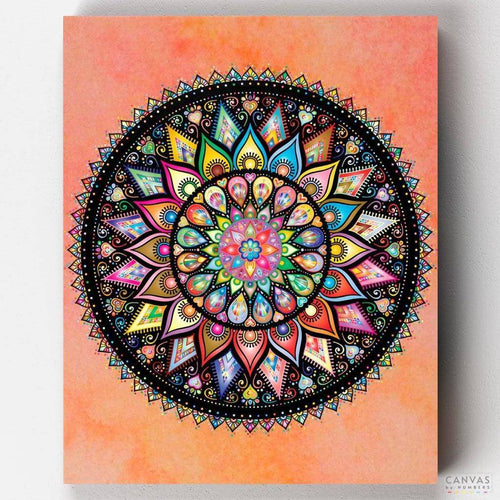 Clarity. Immerse in serenity with Clarity, a geometric mandala painting by numbers kit that unveils the beauty of mandala art, guiding you on a journey of self-awareness.