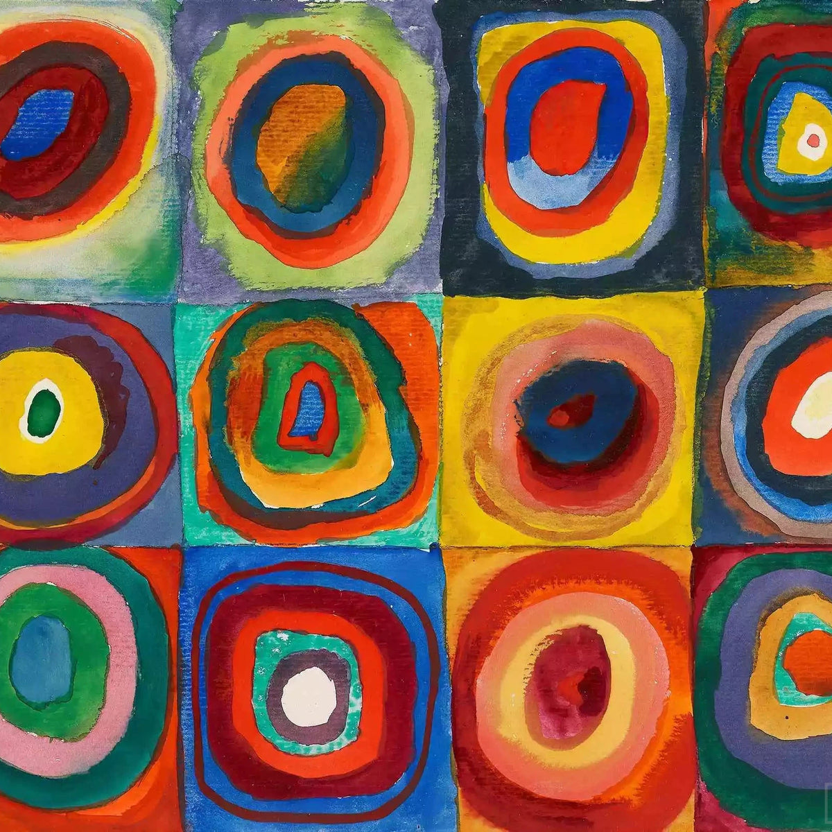 Color Study: Squares with Concentric Circles - 16"x20" (40x50cm)-Canvas by Numbers US