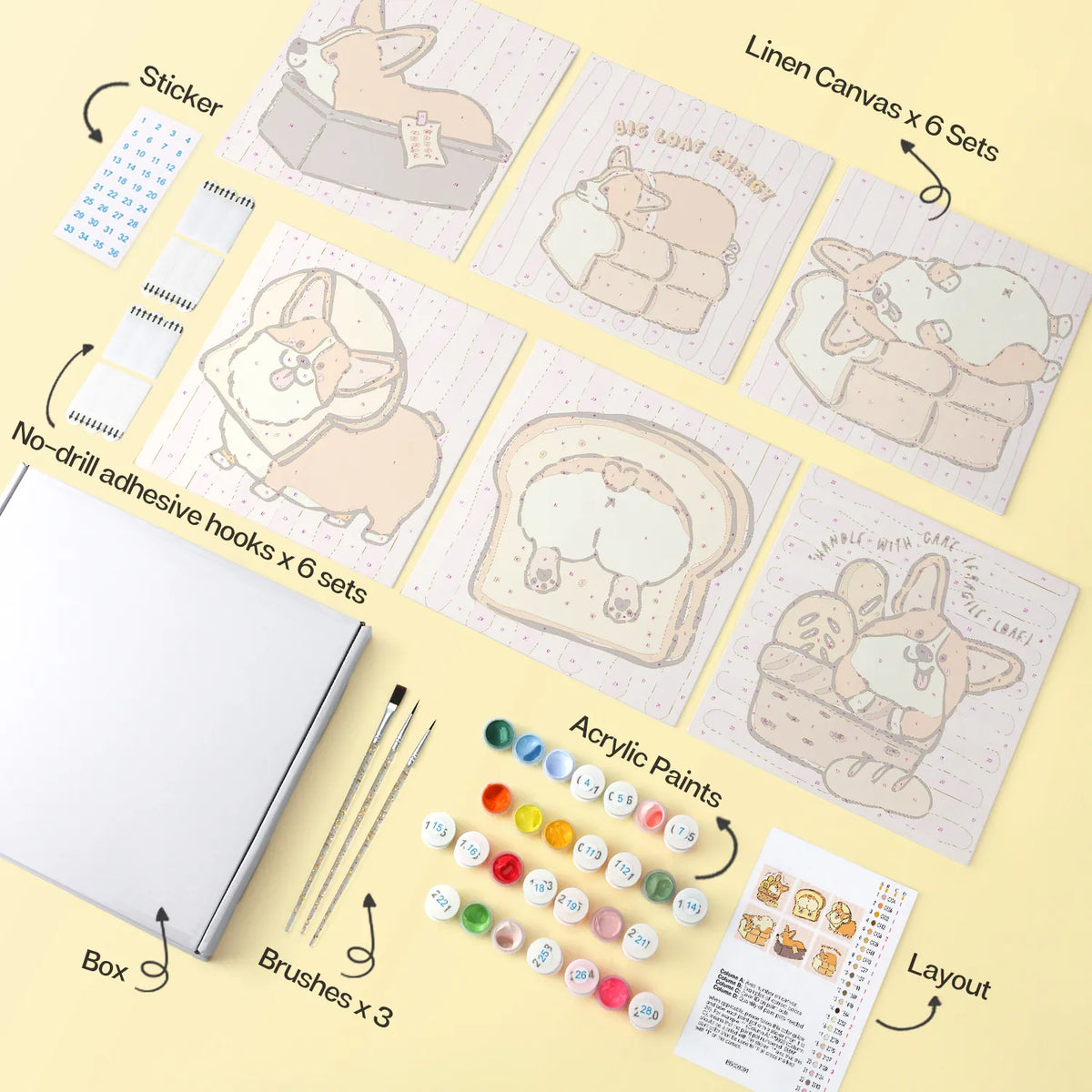 Corgi Loaf mini paint by numbers design 1