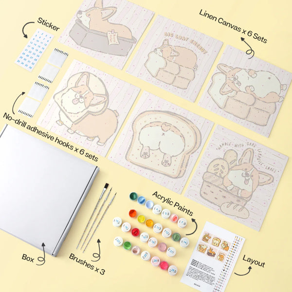 Corgi Loaf mini paint by numbers design 1