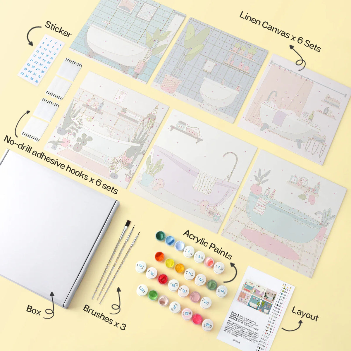 Cozy Bathroom Scenes mini paint by numbers design 1