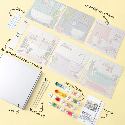 Cozy Bathroom Scenes mini paint by numbers design 1