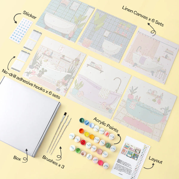 Cozy Bathroom Scenes mini paint by numbers design 1