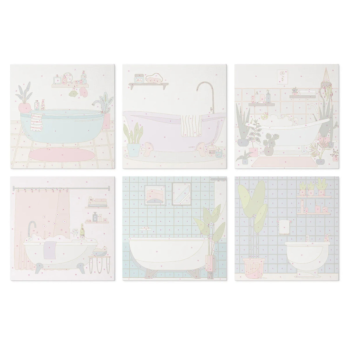 Cozy Bathroom Scenes mini paint by numbers design 3
