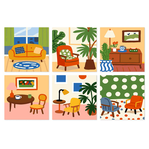 Cozy Living Room mini paint by numbers kit cover
