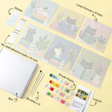 Cozy Reading Cats mini paint by numbers design 1