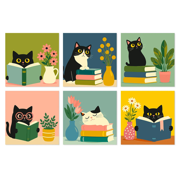 Cozy Reading Cats mini paint by numbers kit cover