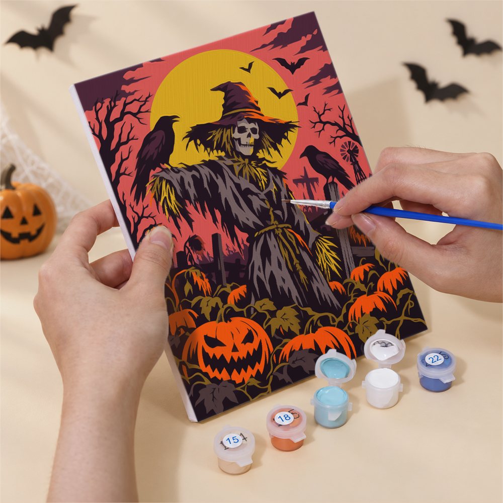 Hands painting a Cursed Fields design by numbers