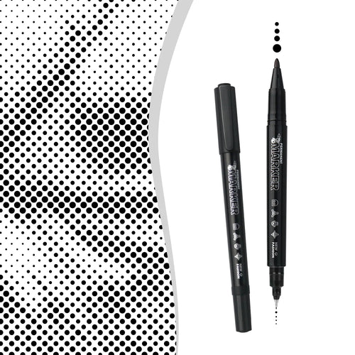 Double-ended permanent markers included with the custom dot painting kit