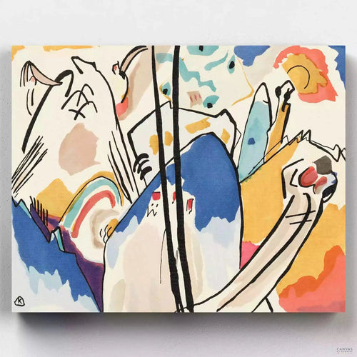 Der Blaue Reiter (1914). Bring the abstract beauty of Kandinsky's Composition IV to life with our paint by numbers kit. Perfect for recreating this dynamic, colorful masterpiece.