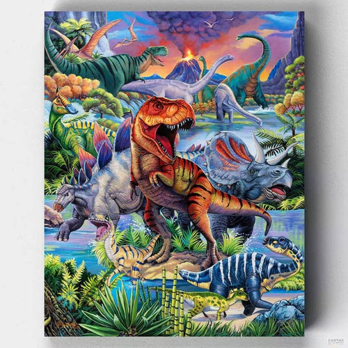 Dinosaurs. These extinct creatures have fascinated mankind for centuries. Now, bring these fascinating creatures to your home with our Dianosaurs Painting by Numbers kit.