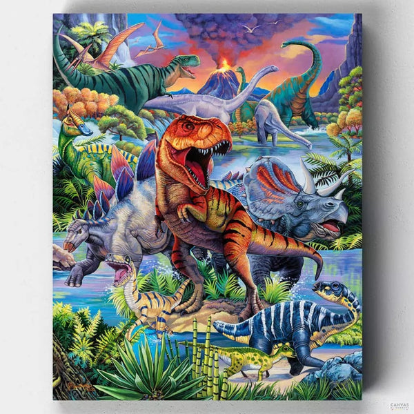 Dinosaurs - Paint by Numbers-Paint by Numbers-16"x20" (40x50cm) No Frame-Canvas by Numbers US