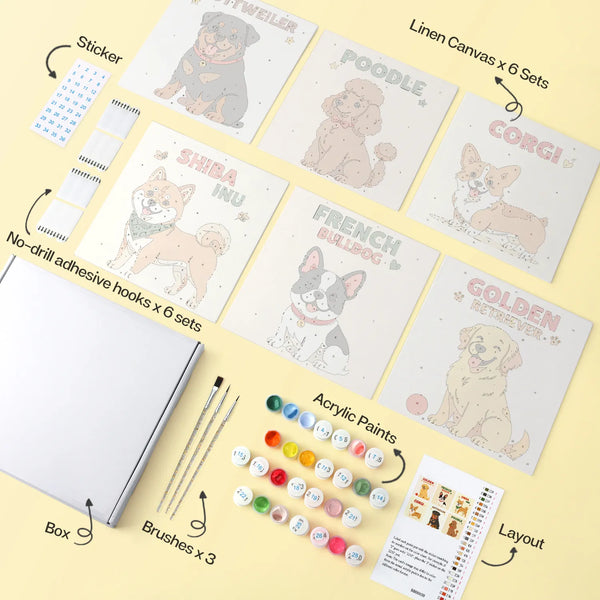 Dog Breeds mini paint by numbers design 1
