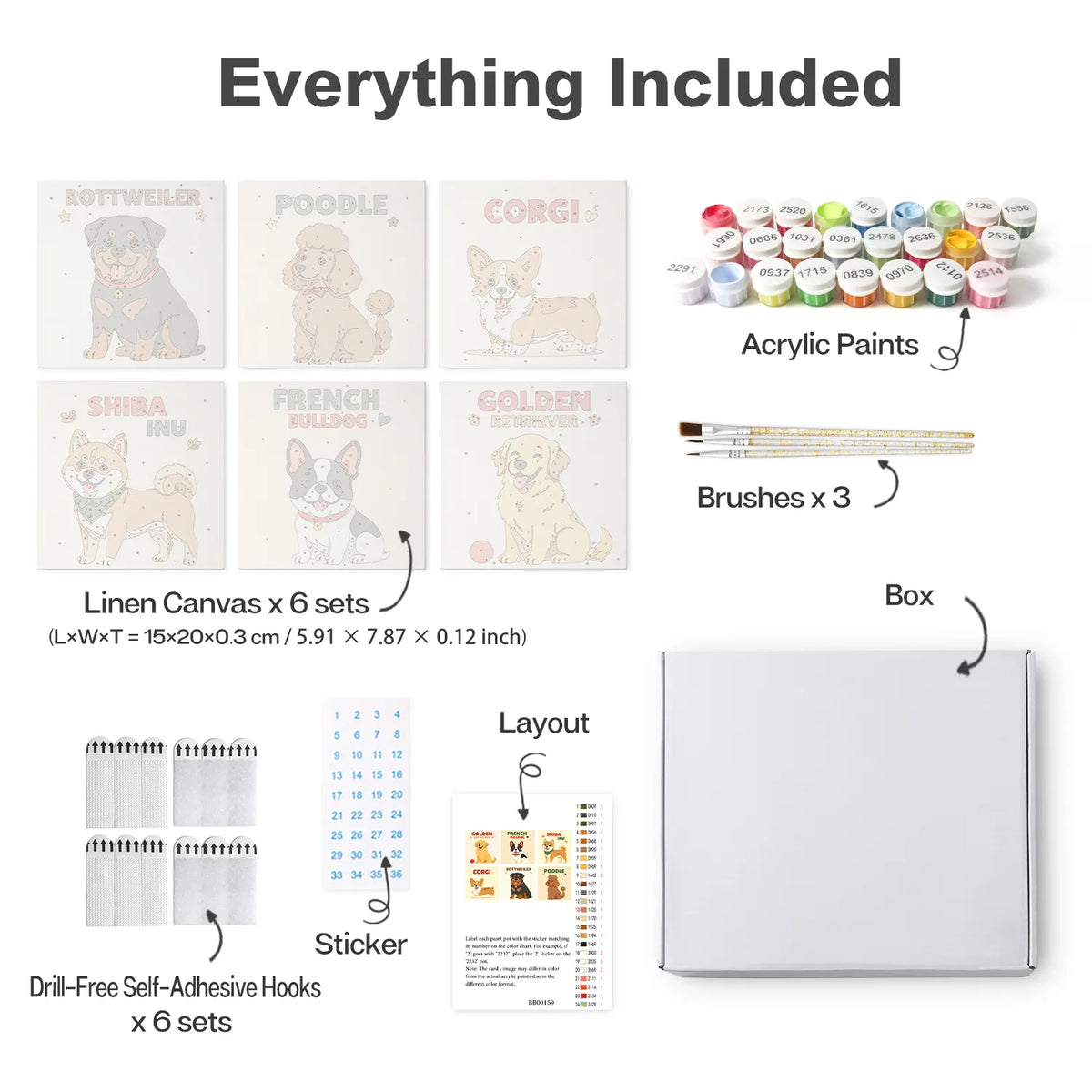 Dog Breeds mini paint by numbers design 2