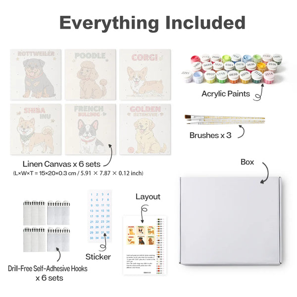 Dog Breeds mini paint by numbers design 2