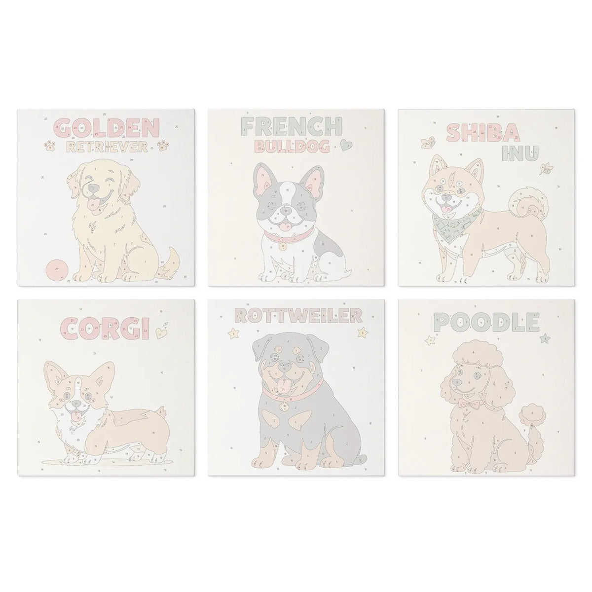 Dog Breeds mini paint by numbers design 3