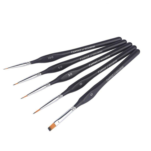 Extra Fine Detail Weasel Hair Brushes-Accessories-5 Detail Brushes with Leather Pouch-Canvas by Numbers US