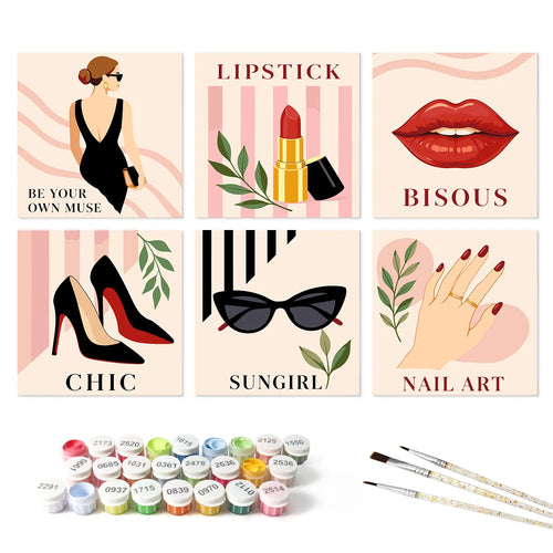 Fashionista Chic mini paint by numbers set mockup