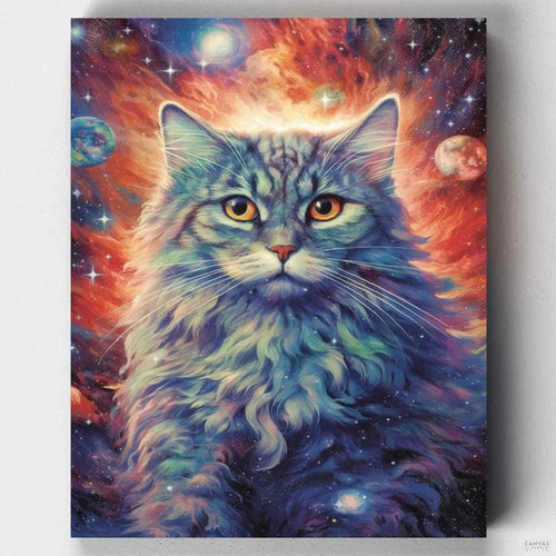 Feline Astral Soul - Cat Paint by Numbers. Experience the magic of cosmic art with Canvas by Numbers' Feline Astral Soul - a cat paint by numbers kit. Paint a beautiful astral cat today.