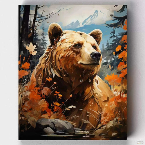 Grizzly Bear Portrait. Unleash the wild with our Grizzly Bear painting by numbers kit. Perfect for capturing the majestic beauty of this powerful creature.