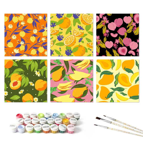 Fruit Patterns mini paint by numbers set mockup
