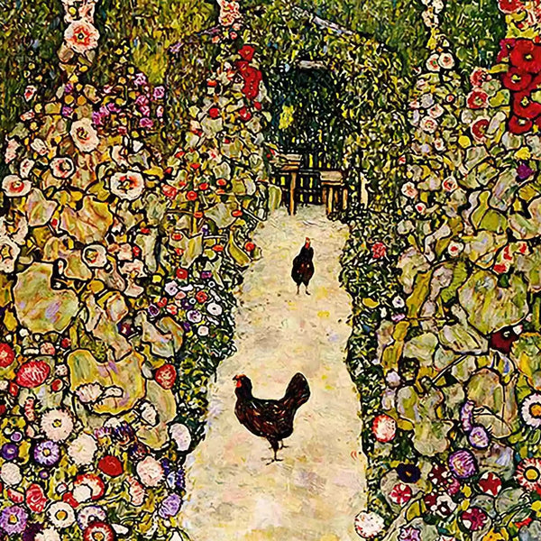 Garden Path with Hens - 16"x20" (40x50cm)-Canvas by Numbers US